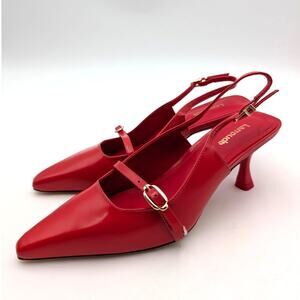 Larroudé Ines Slingback Pointed Toe Heel Pump Women's Red Size US7 EU37.5